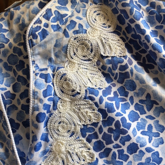 Oscar de la Renta floral button up tunic w/ scroll work szXs - Picture 12 of 12